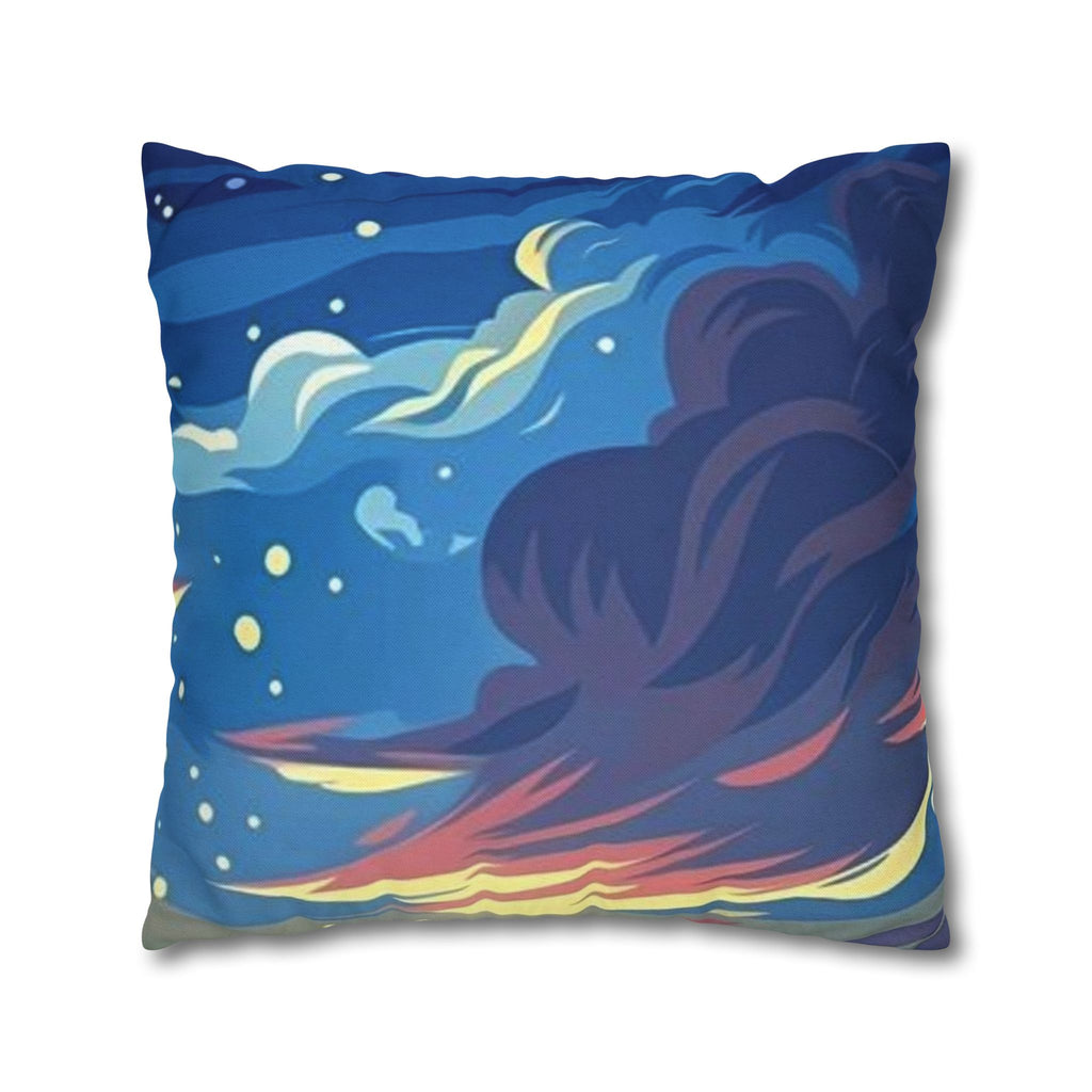 Aurora Flame Decorative Pillowcase — Abstract Night Sky Throw Pillow Cover