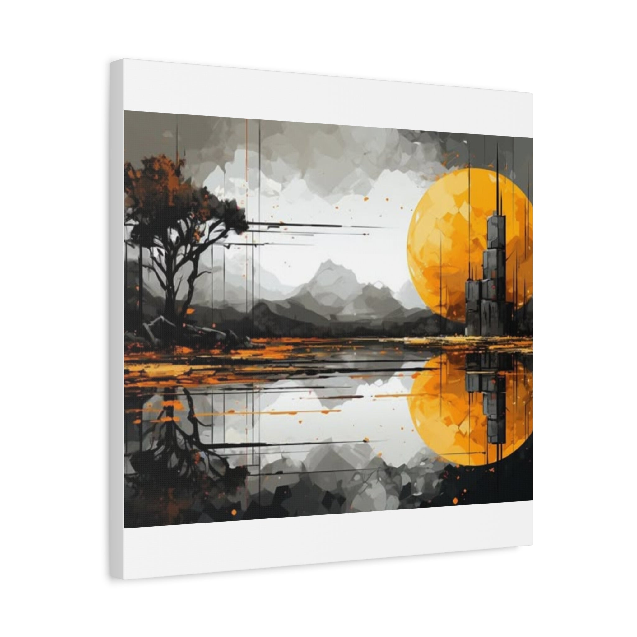 Autumn Lake Moon Matte Canvas Print — Stretched 1.25"