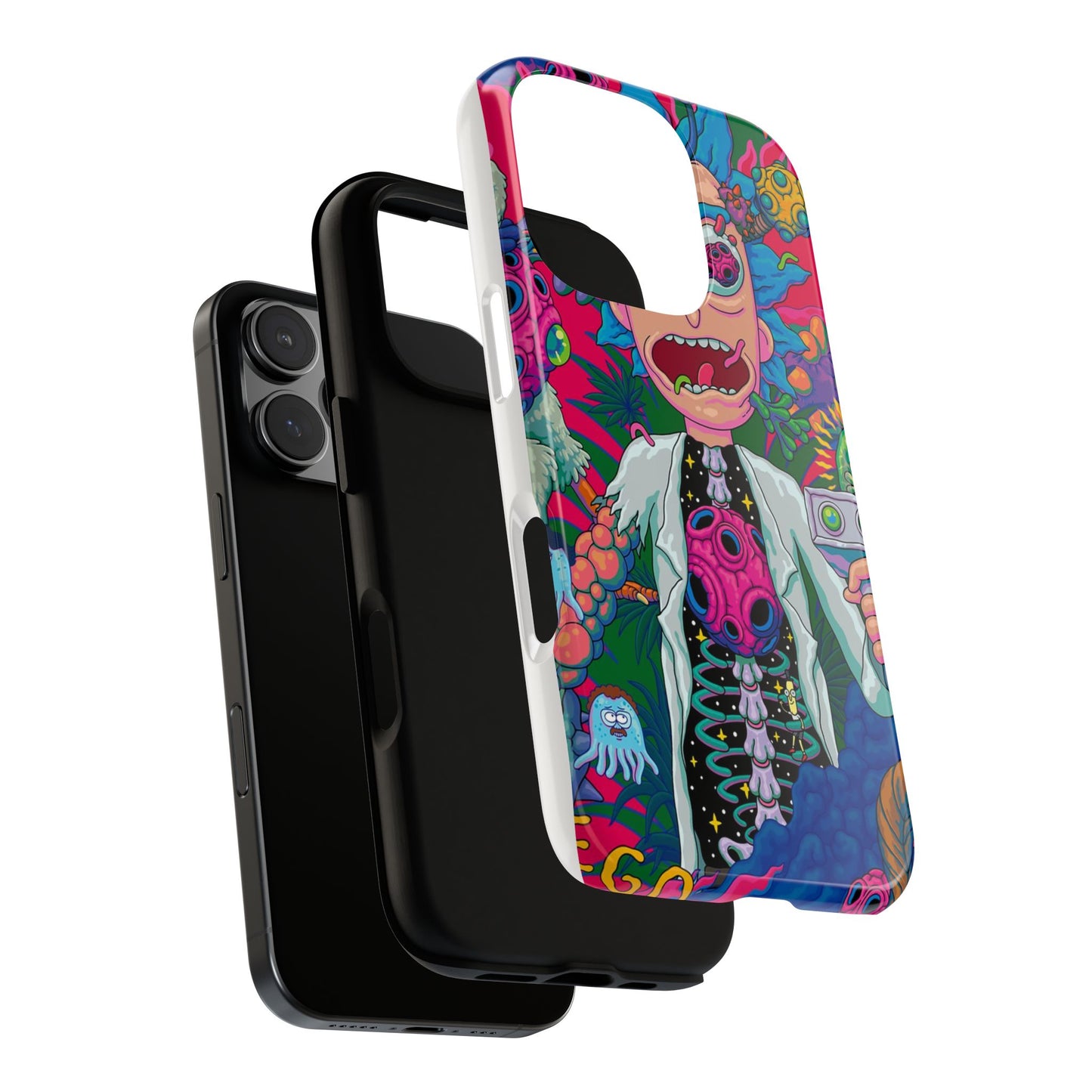 Rick and Morty Psychedelic iPhone Tough Case – Colorful Cartoon Science Design