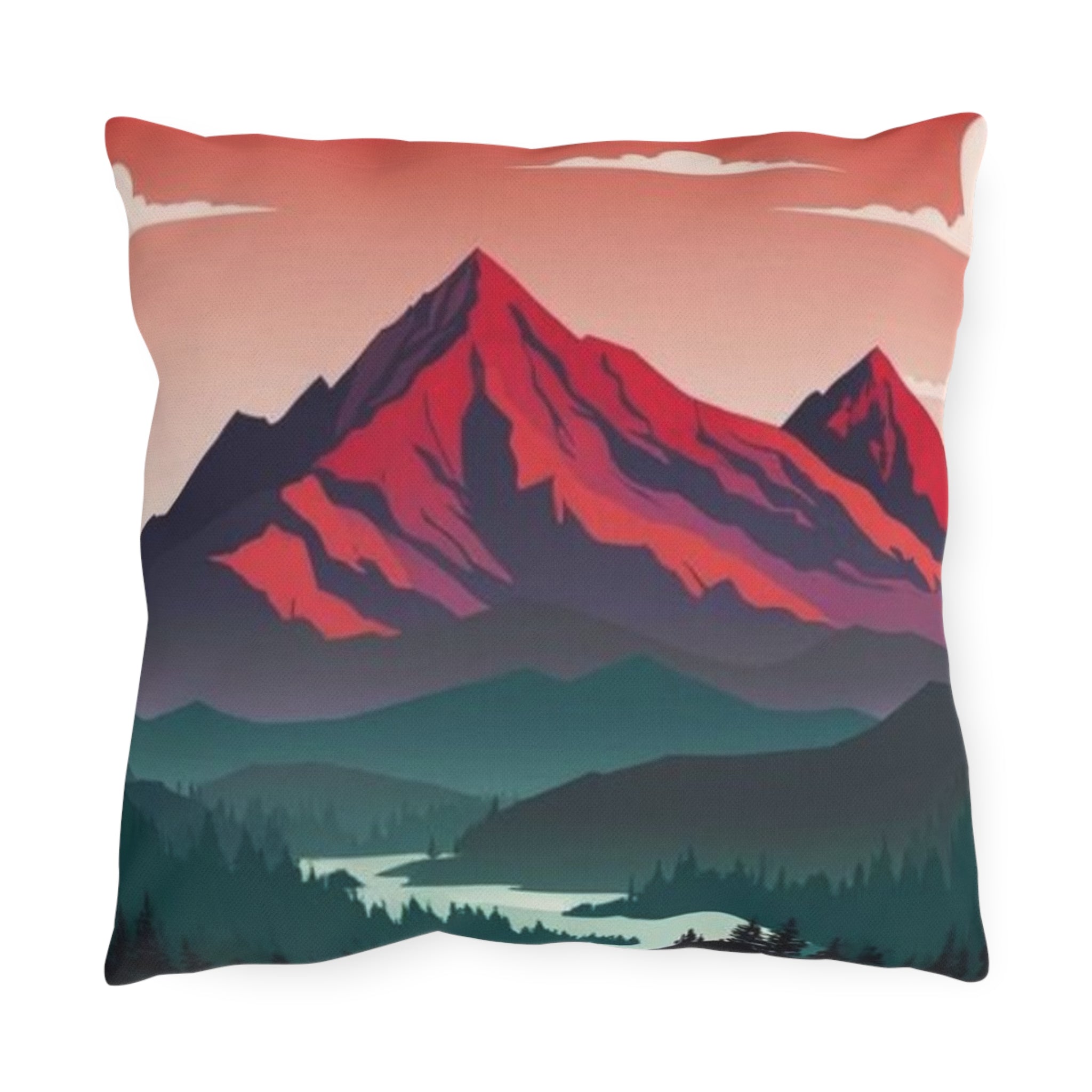 Mountain-Themed Outdoor Pillow — Cojín de Exterior con Temática de Montaña