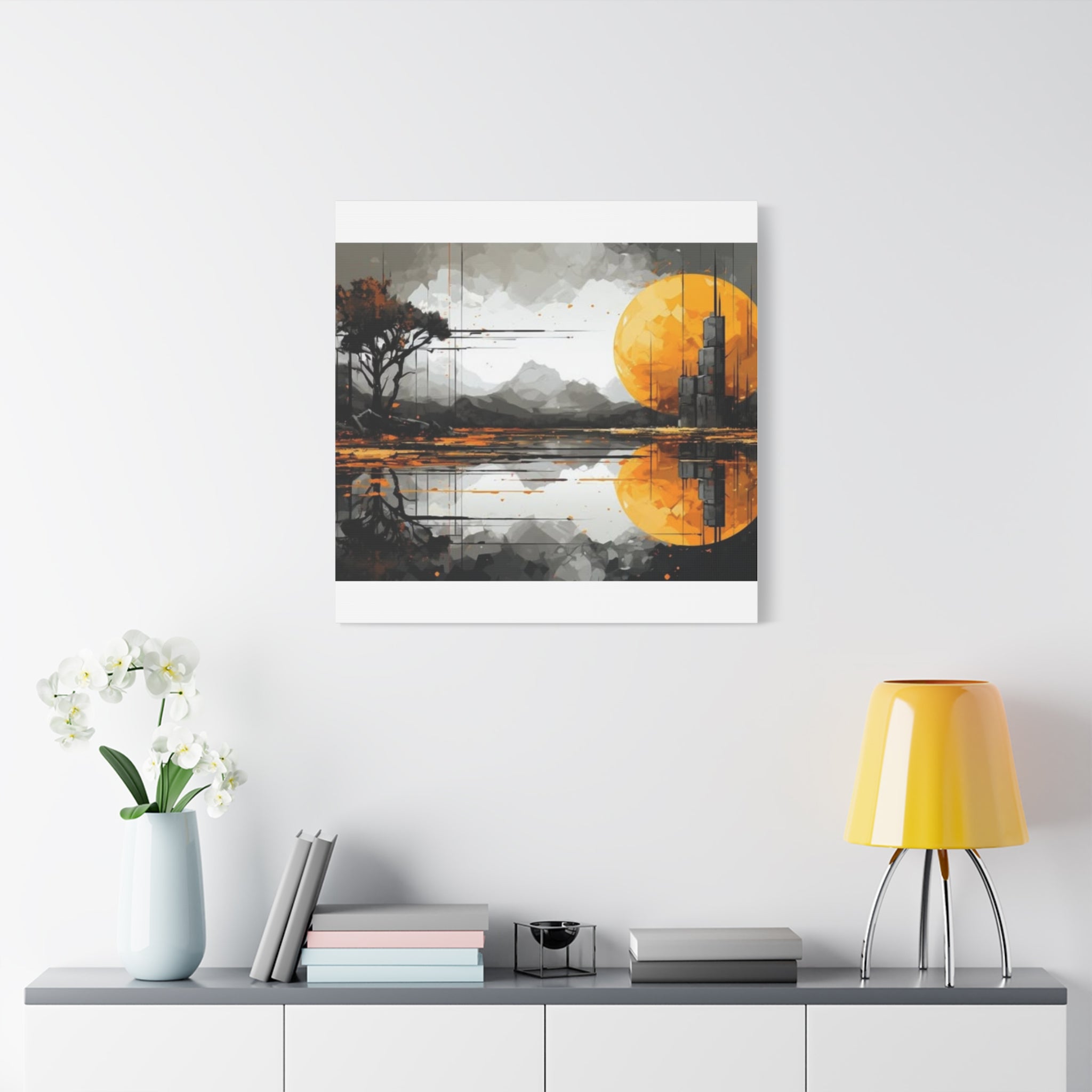 Autumn Lake Moon Matte Canvas Print — Stretched 1.25"