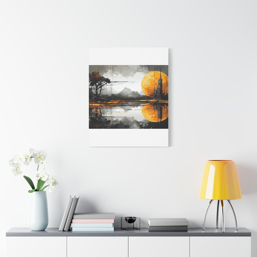Autumn Lake Moon Matte Canvas Print — Stretched 1.25"