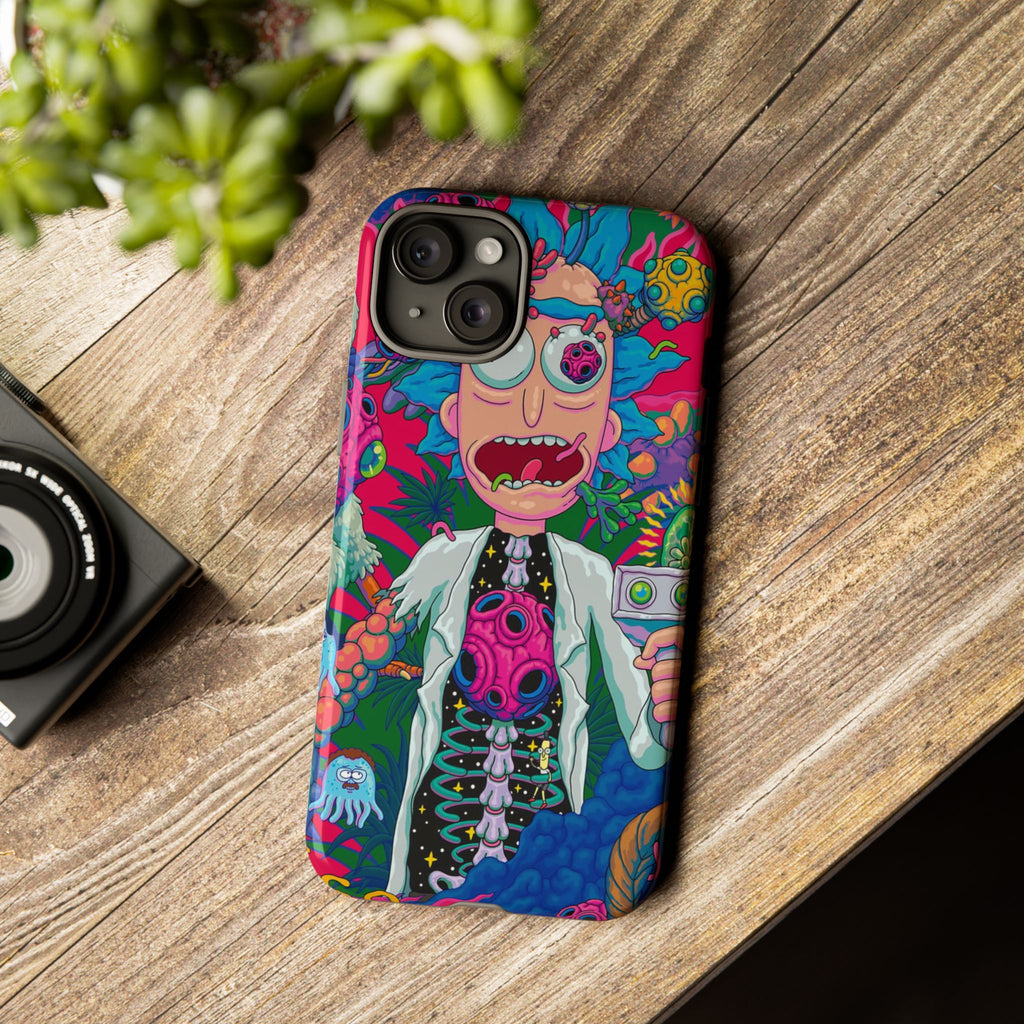 Rick and Morty Psychedelic iPhone Tough Case – Colorful Cartoon Science Design