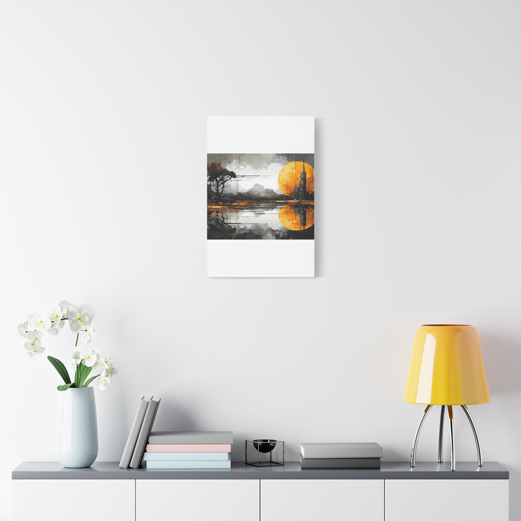 Autumn Lake Moon Matte Canvas Print — Stretched 1.25"