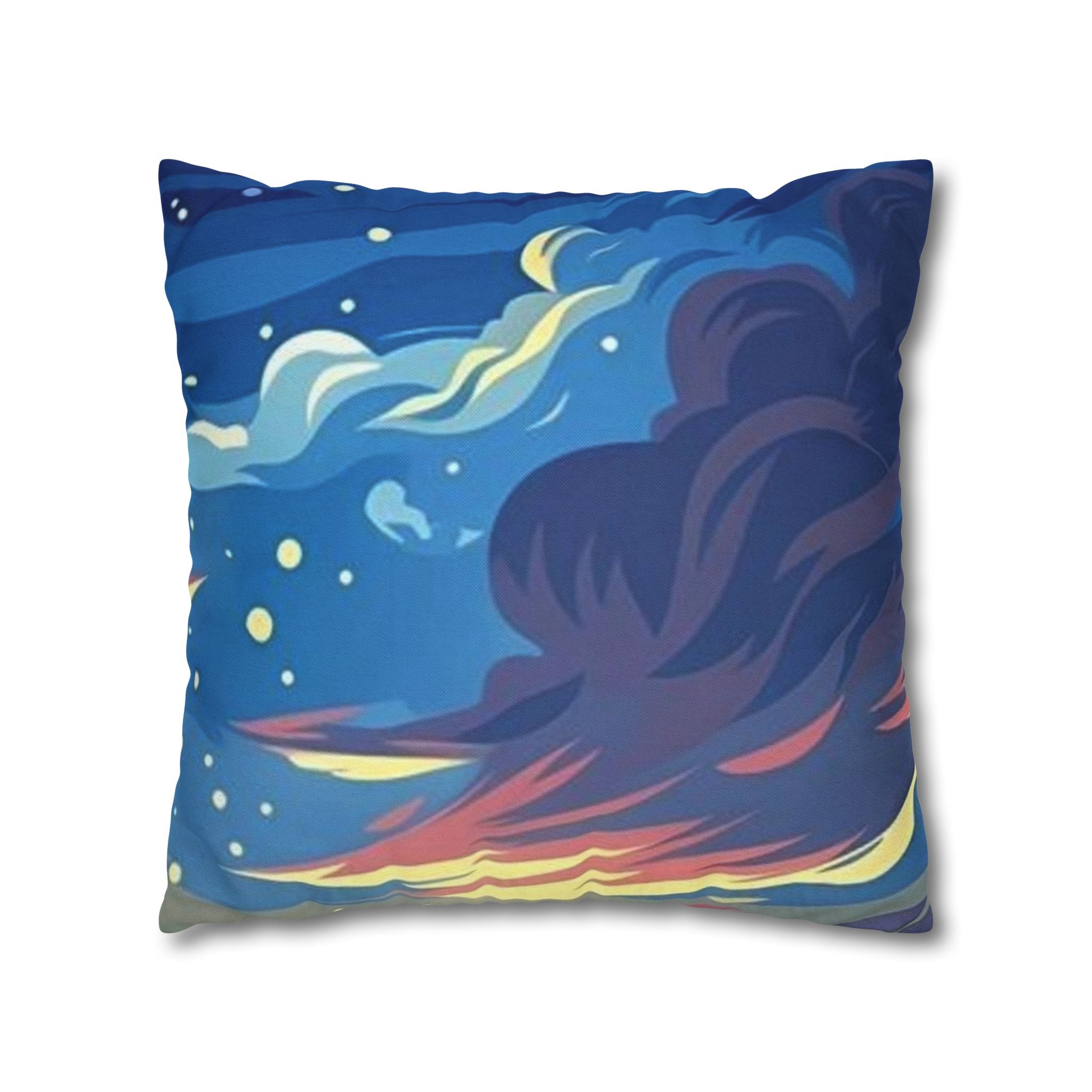 Aurora Flame Decorative Pillowcase — Abstract Night Sky Throw Pillow Cover