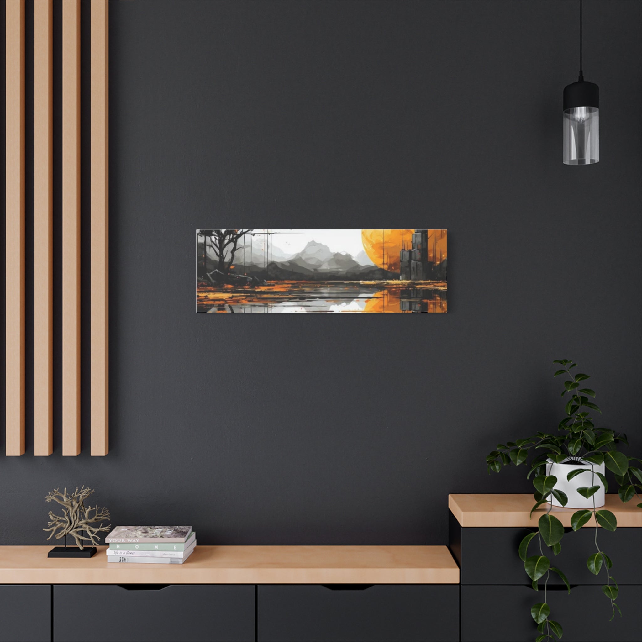 Autumn Lake Moon Matte Canvas Print — Stretched 1.25"