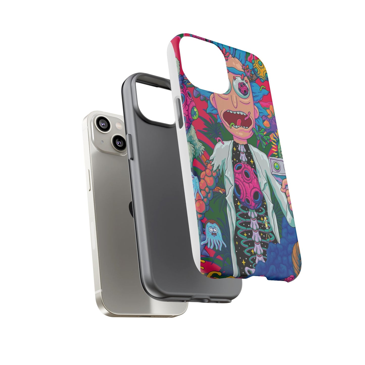 Rick and Morty Psychedelic iPhone Tough Case – Colorful Cartoon Science Design