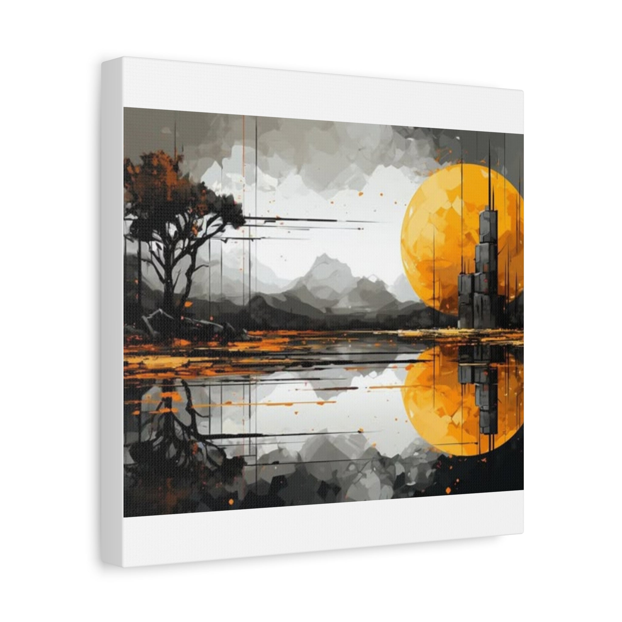 Autumn Lake Moon Matte Canvas Print — Stretched 1.25"