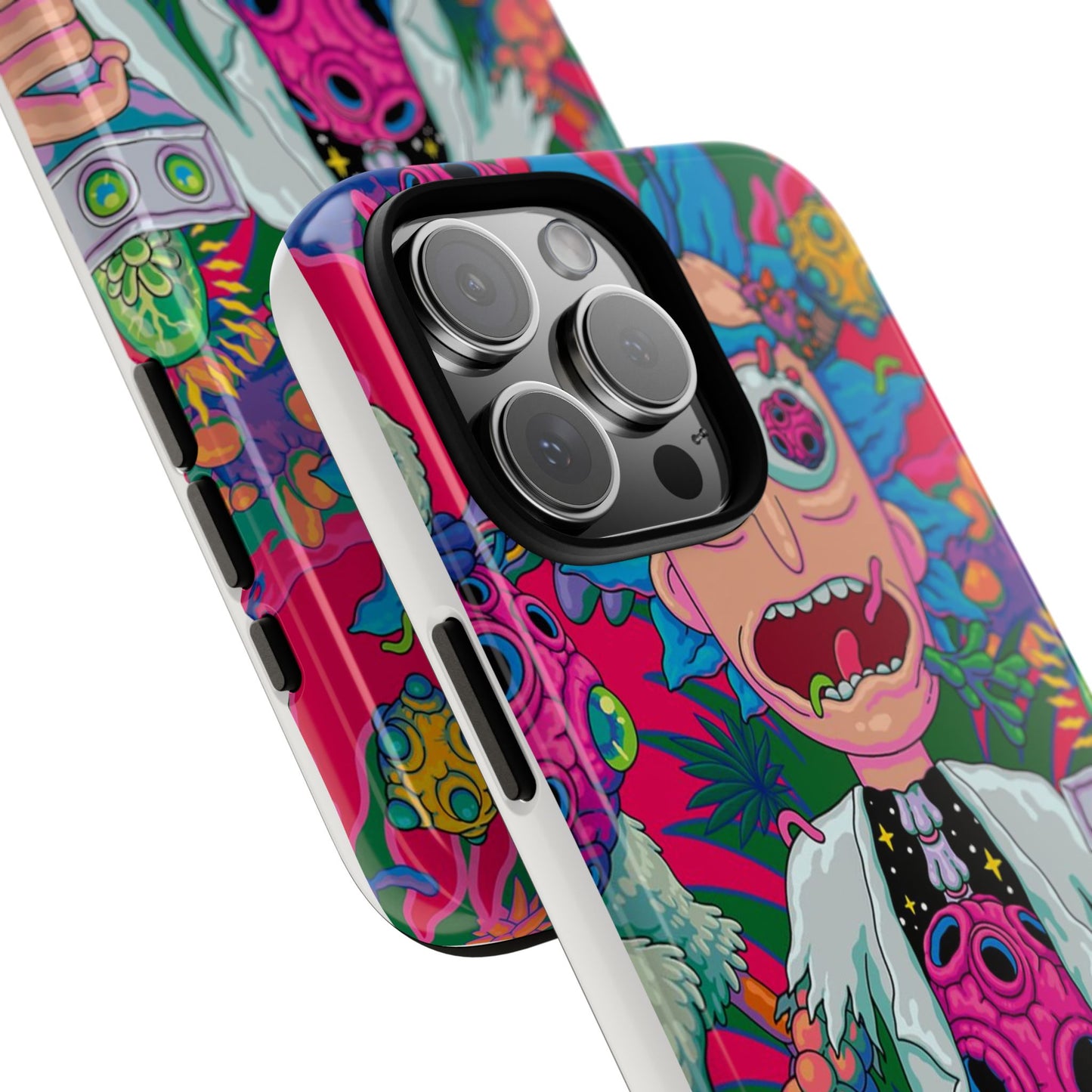 Rick and Morty Psychedelic iPhone Tough Case – Colorful Cartoon Science Design