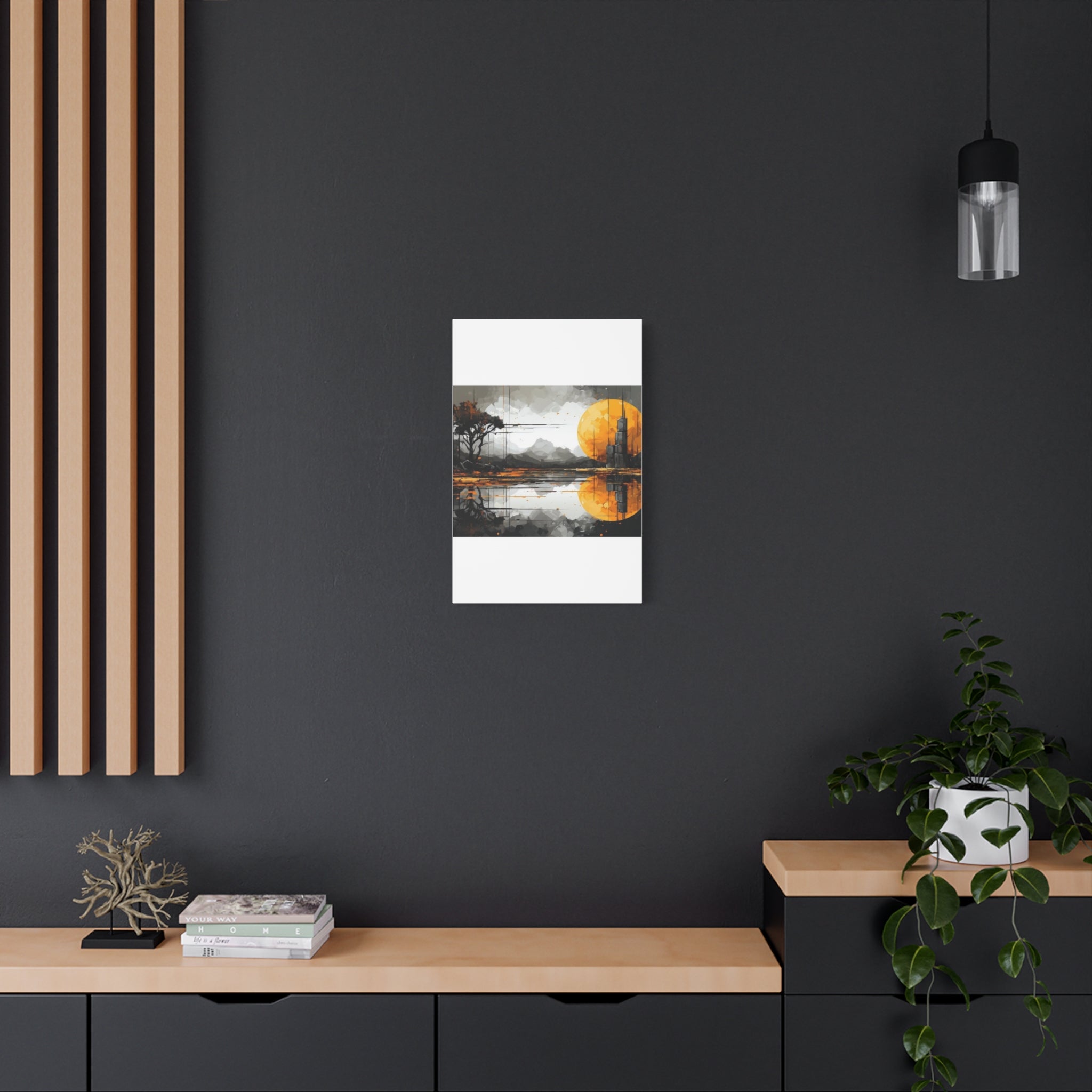 Autumn Lake Moon Matte Canvas Print — Stretched 1.25"