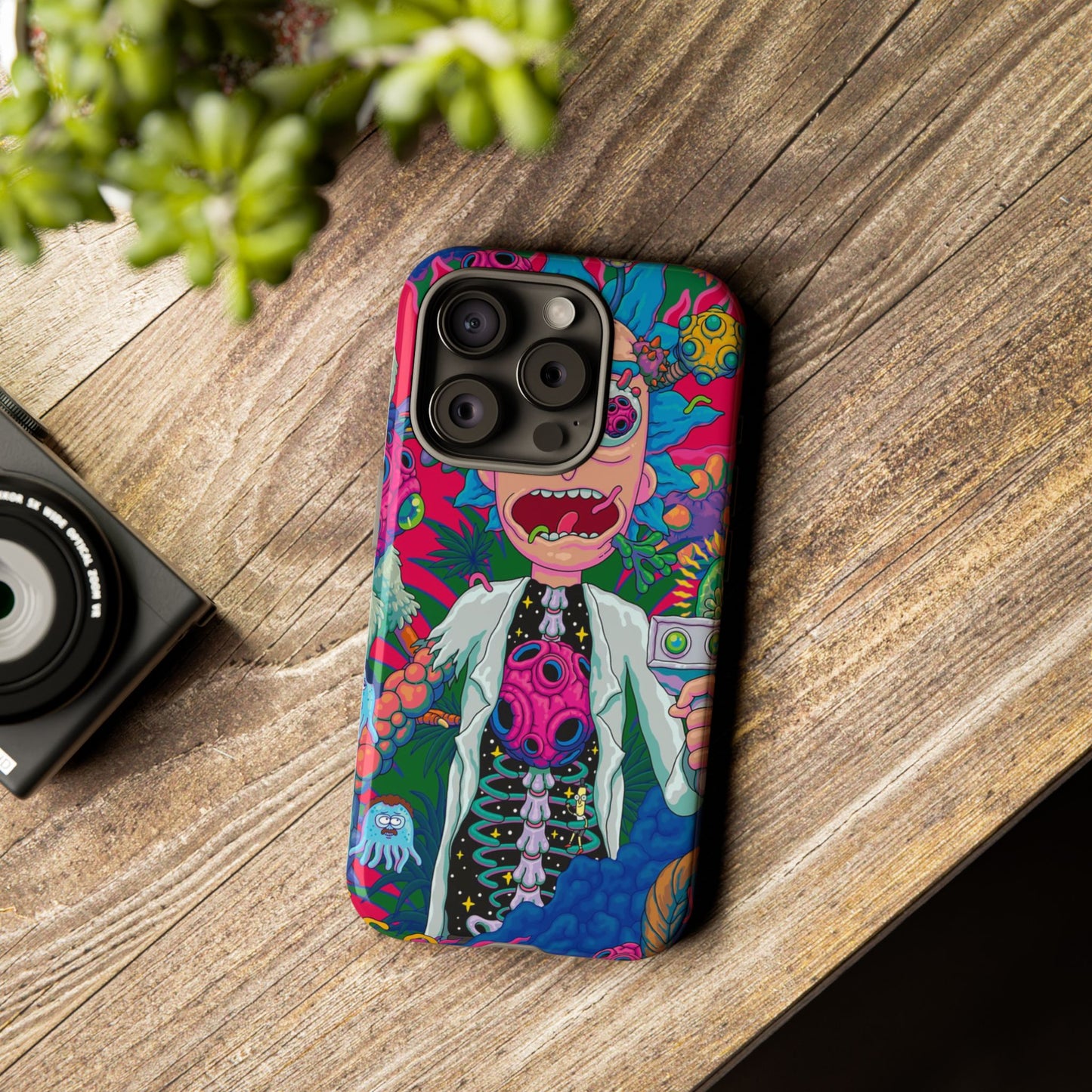 Rick and Morty Psychedelic iPhone Tough Case – Colorful Cartoon Science Design