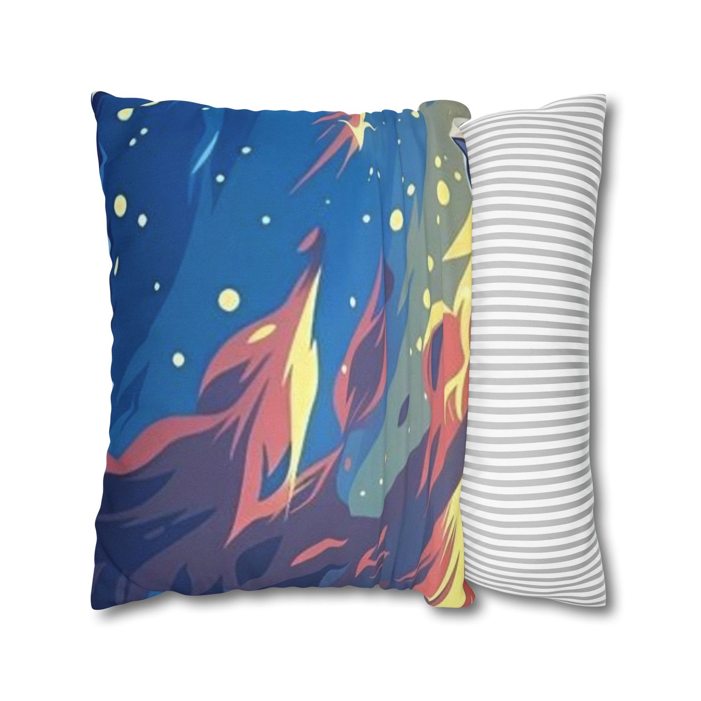 Aurora Flame Decorative Pillowcase — Abstract Night Sky Throw Pillow Cover