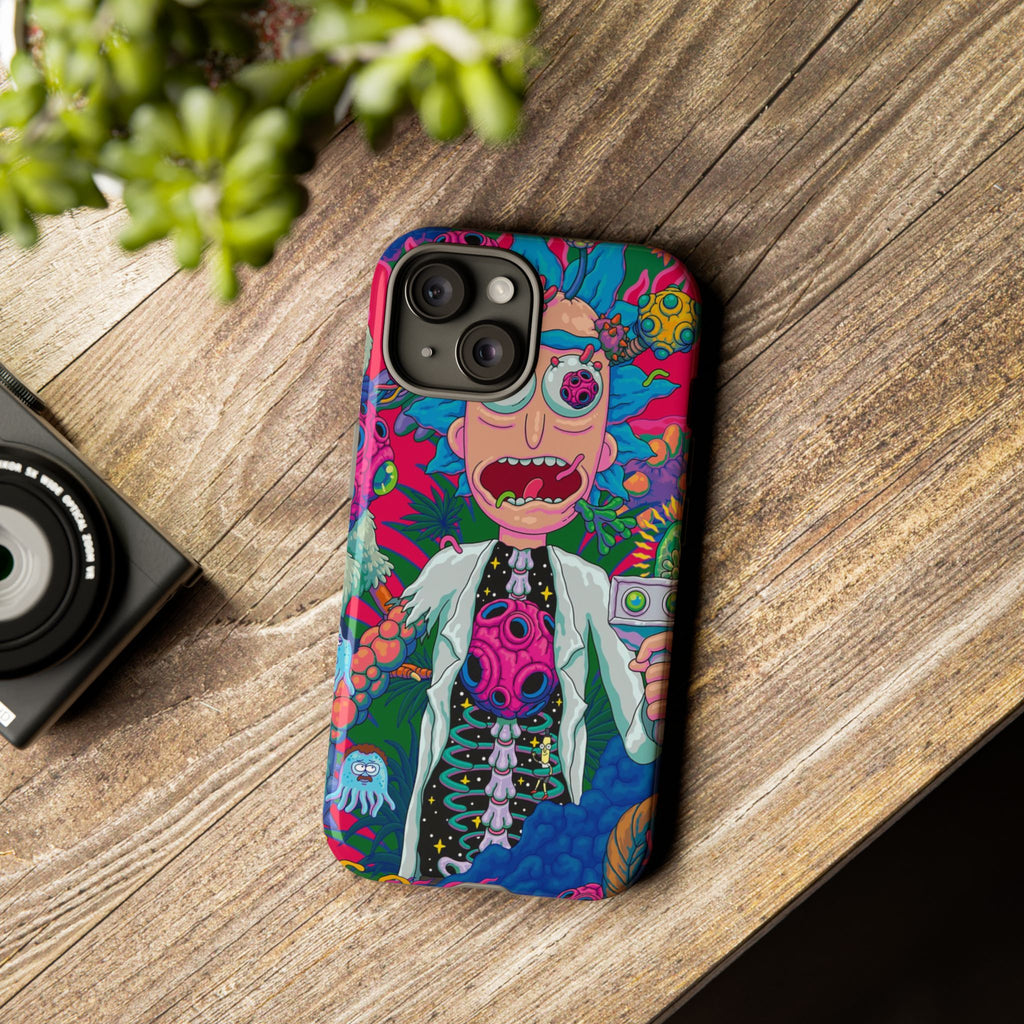 Rick and Morty Psychedelic iPhone Tough Case – Colorful Cartoon Science Design