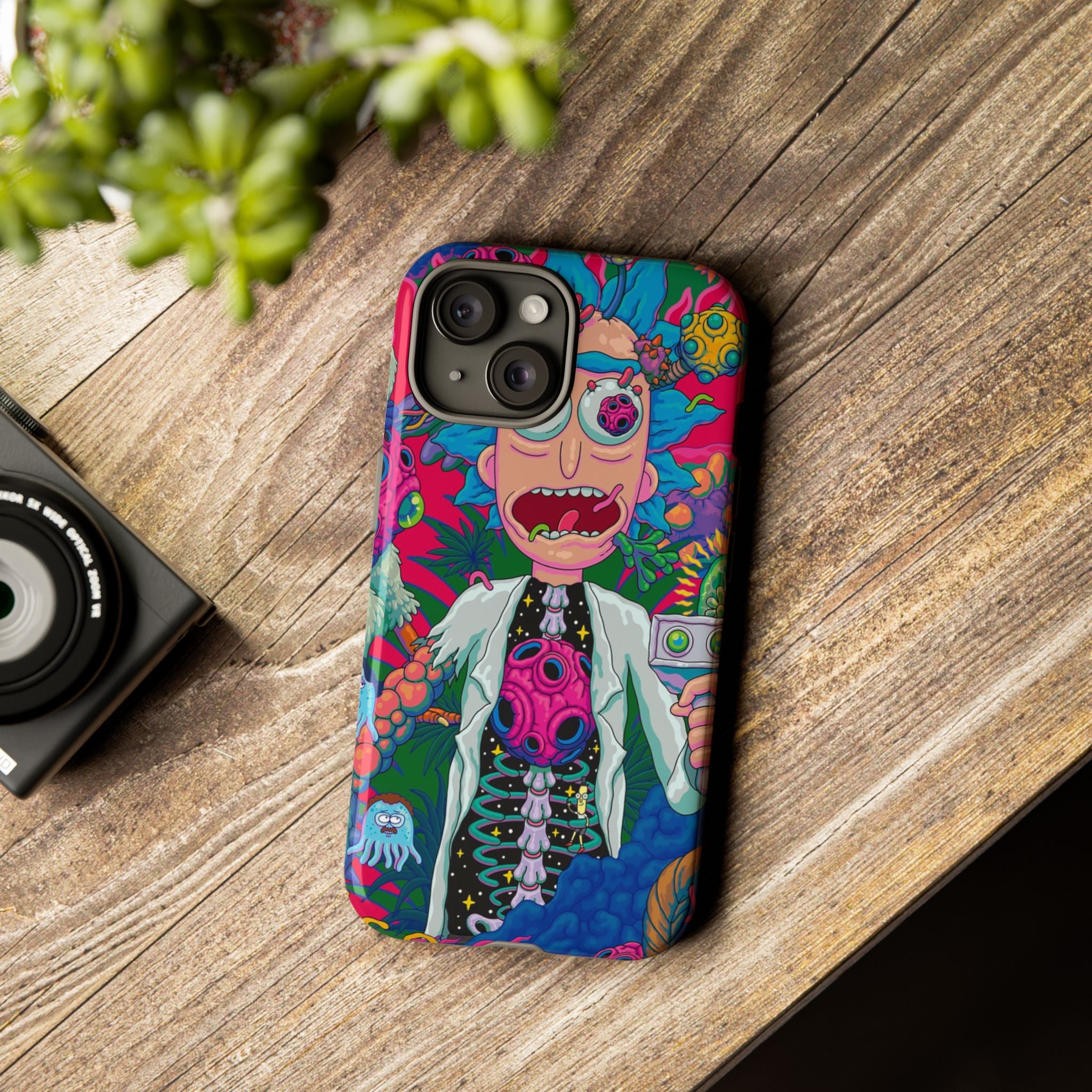 Rick and Morty Psychedelic iPhone Tough Case – Colorful Cartoon Science Design