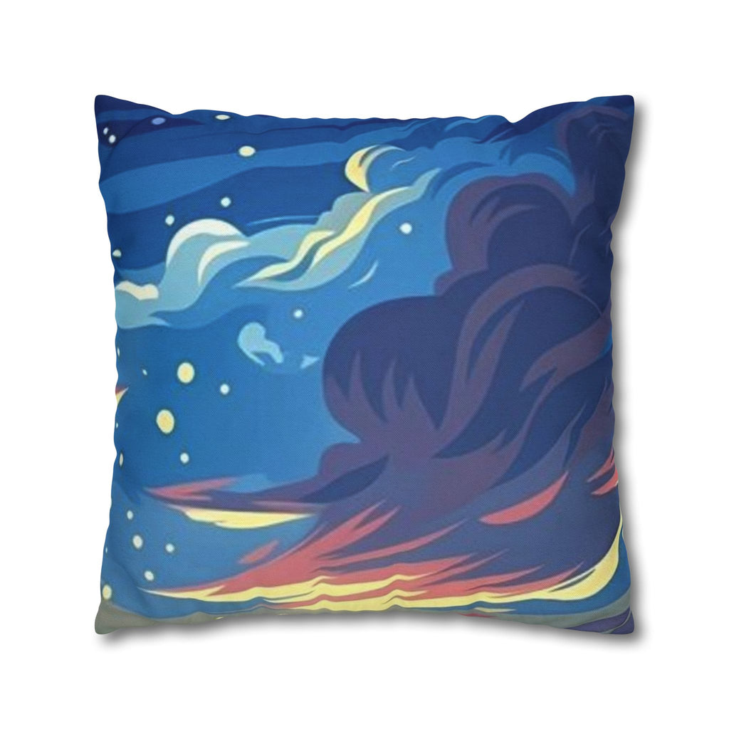 Aurora Flame Decorative Pillowcase — Abstract Night Sky Throw Pillow Cover