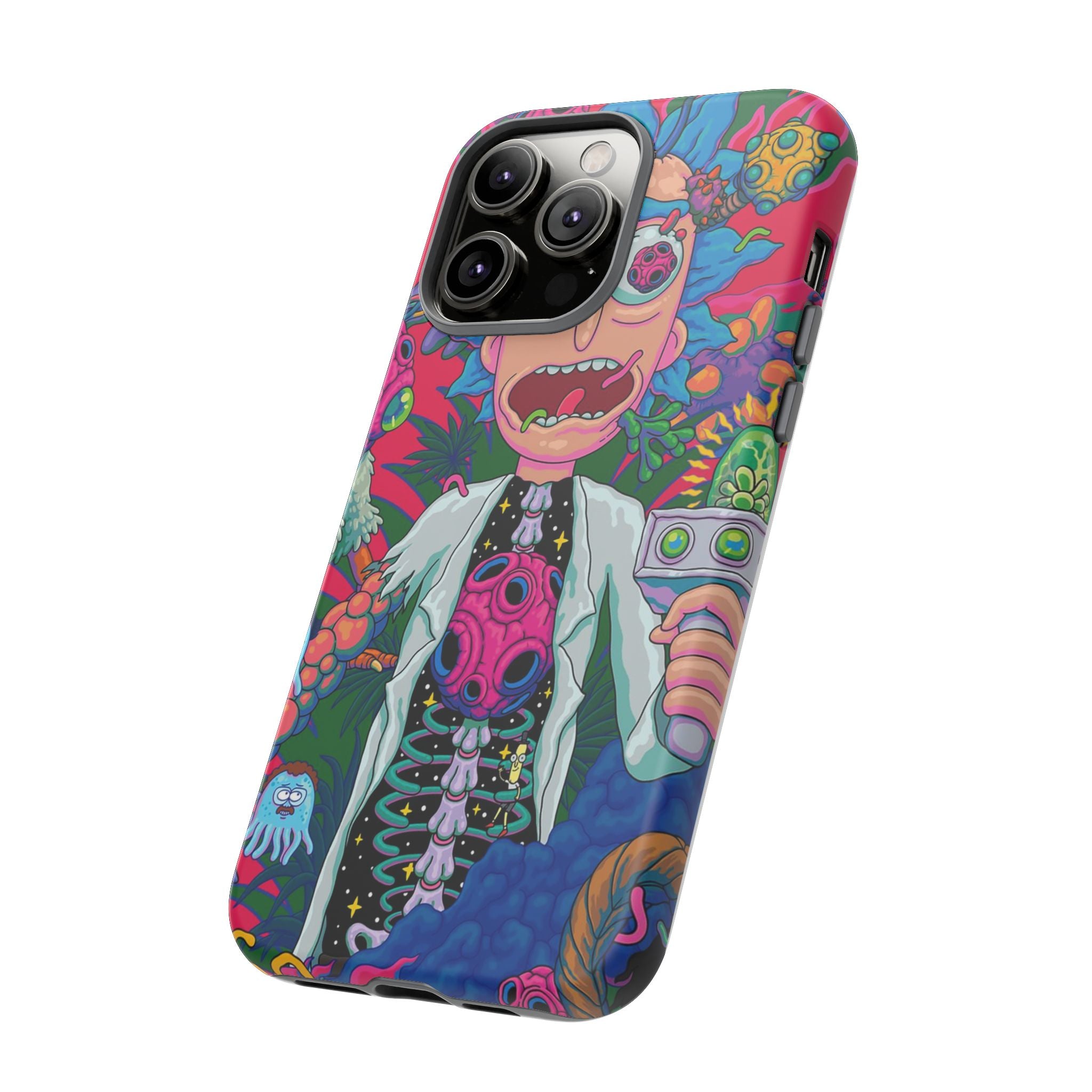 Rick and Morty Psychedelic iPhone Tough Case – Colorful Cartoon Science Design