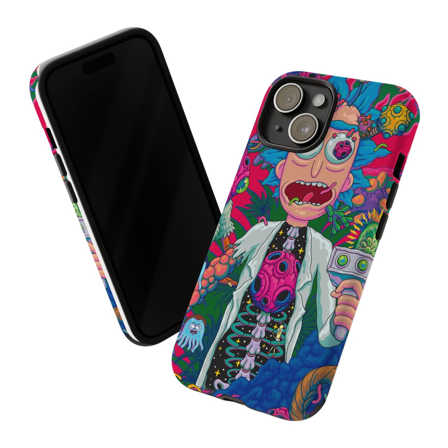 Rick and Morty Psychedelic iPhone Tough Case – Colorful Cartoon Science Design