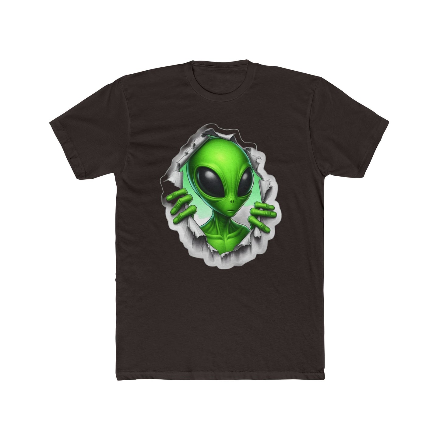 Alien Peeking Tee — Green Extraterrestrial Graphic T-Shirt