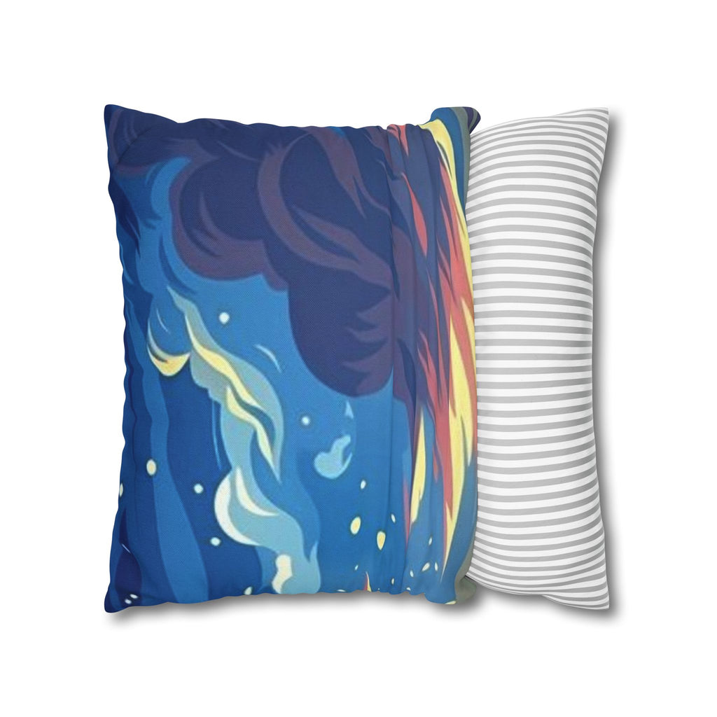 Aurora Flame Decorative Pillowcase — Abstract Night Sky Throw Pillow Cover