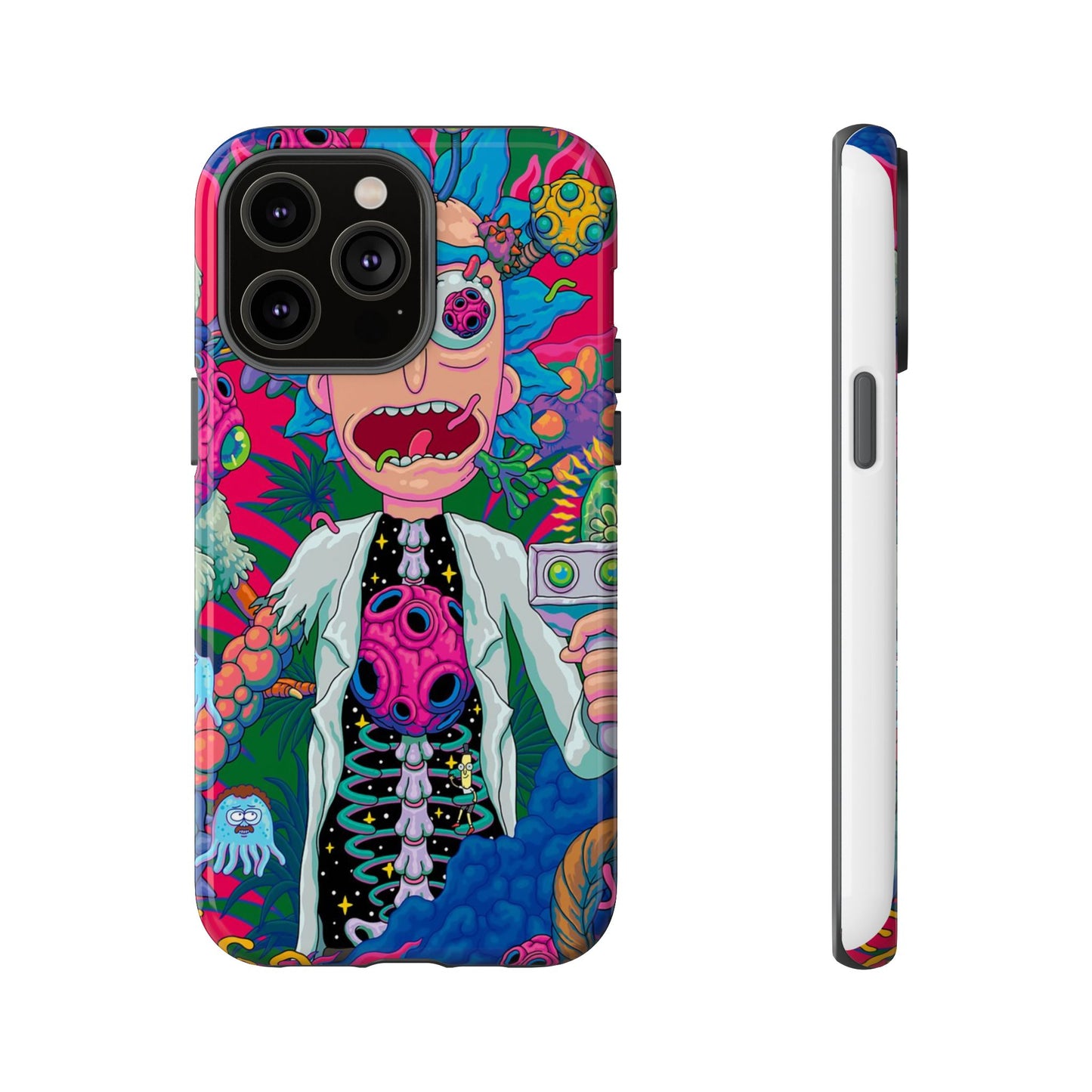 Rick and Morty Psychedelic iPhone Tough Case – Colorful Cartoon Science Design