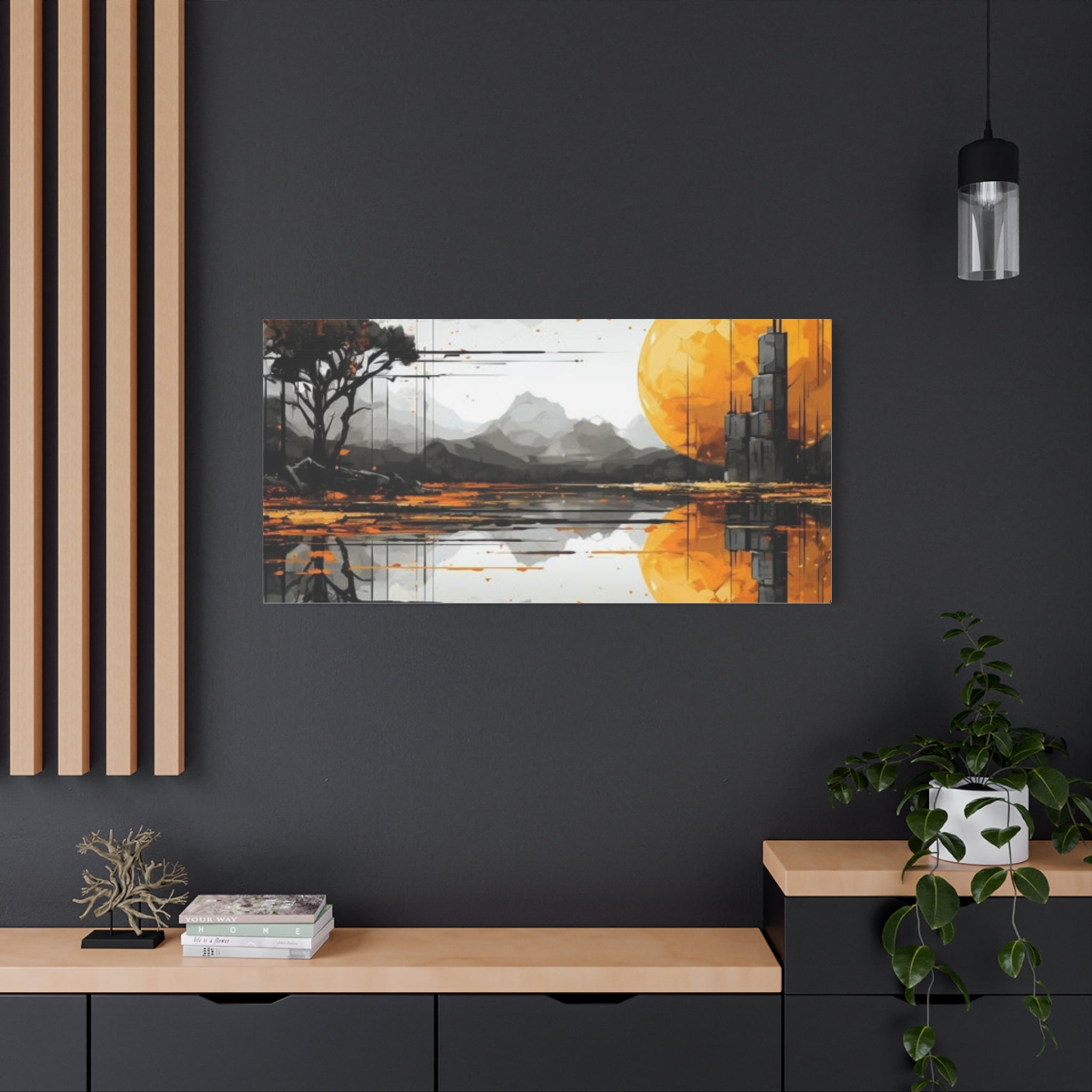 Autumn Lake Moon Matte Canvas Print — Stretched 1.25"