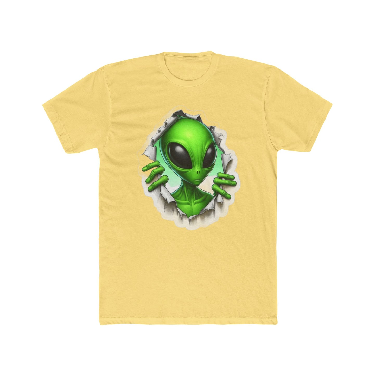 Alien Peeking Tee — Green Extraterrestrial Graphic T-Shirt