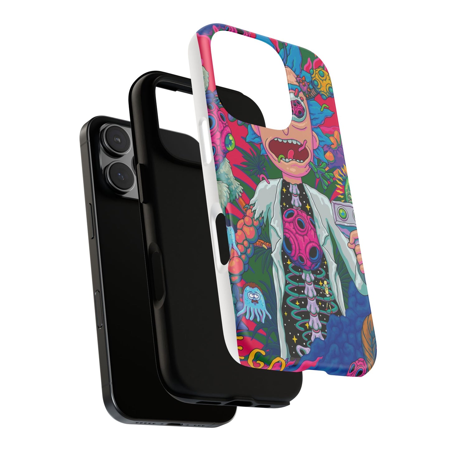 Rick and Morty Psychedelic iPhone Tough Case – Colorful Cartoon Science Design