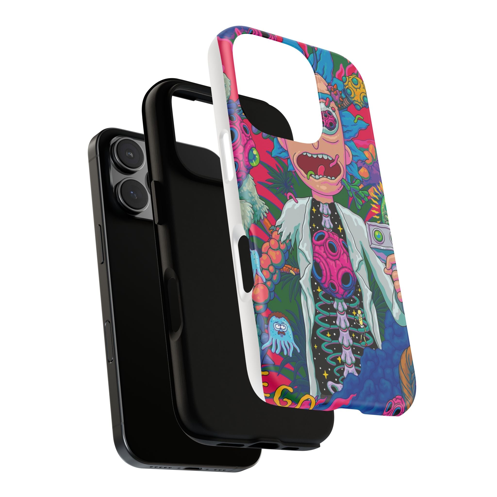 Rick and Morty Psychedelic iPhone Tough Case – Colorful Cartoon Science Design