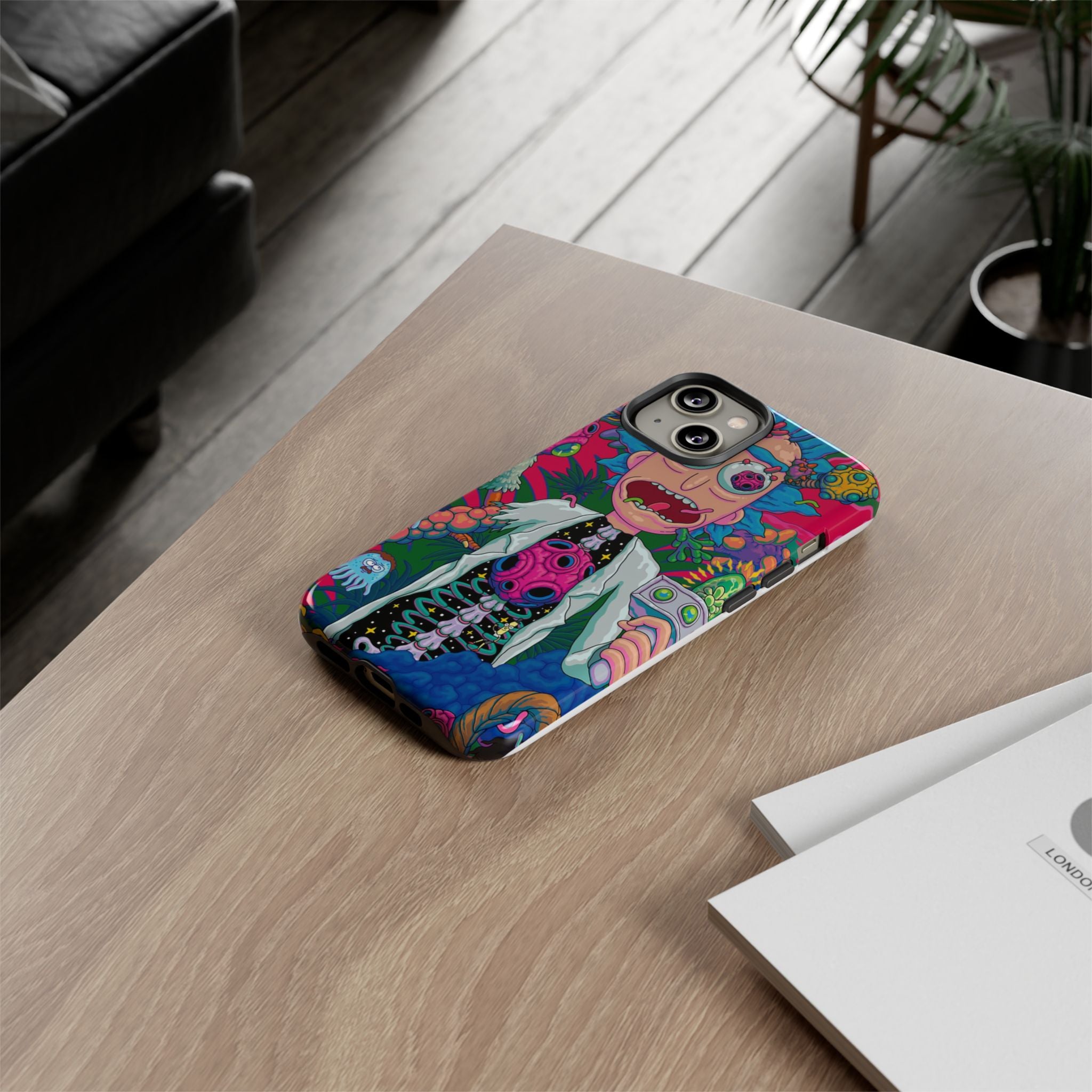 Rick and Morty Psychedelic iPhone Tough Case – Colorful Cartoon Science Design