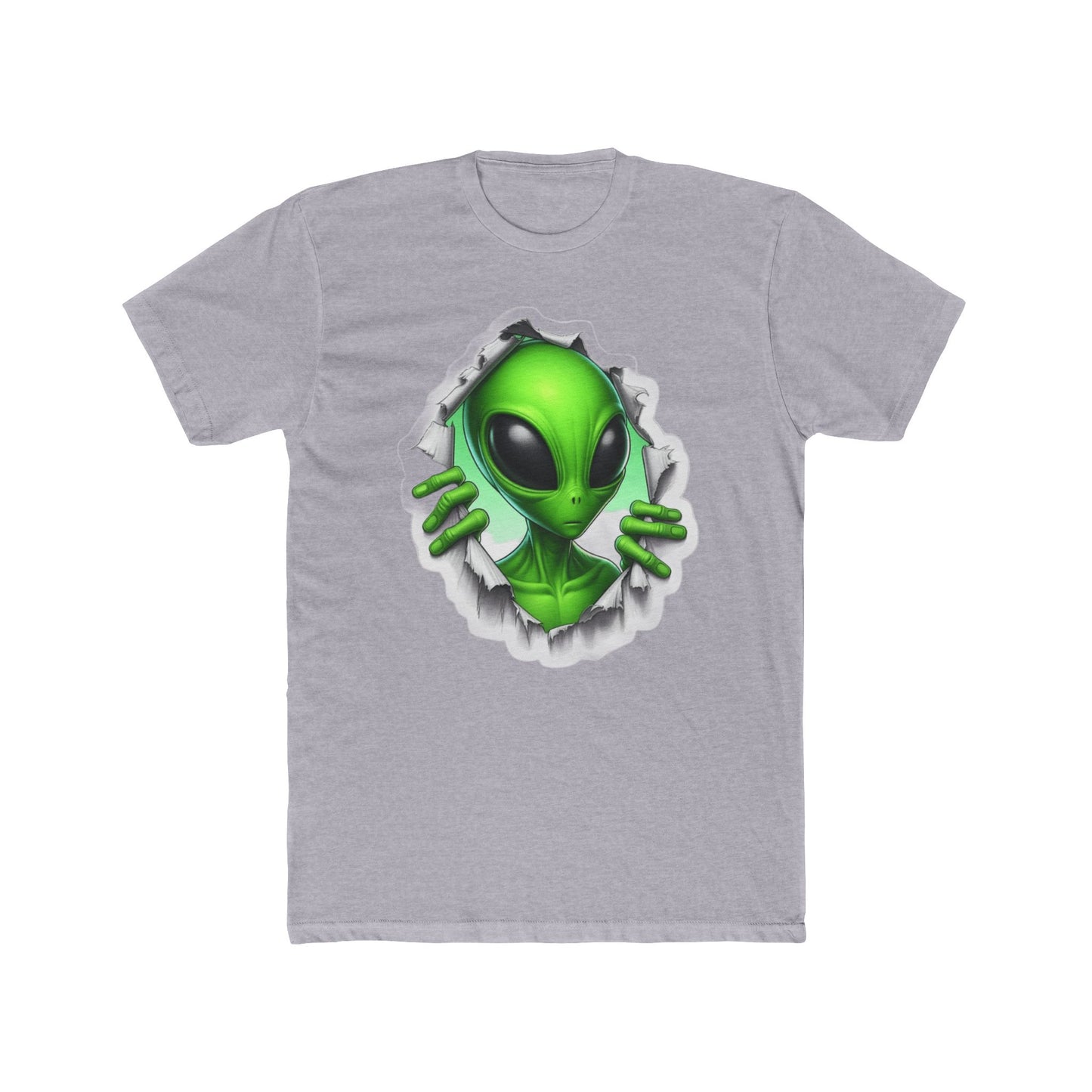 Alien Peeking Tee — Green Extraterrestrial Graphic T-Shirt
