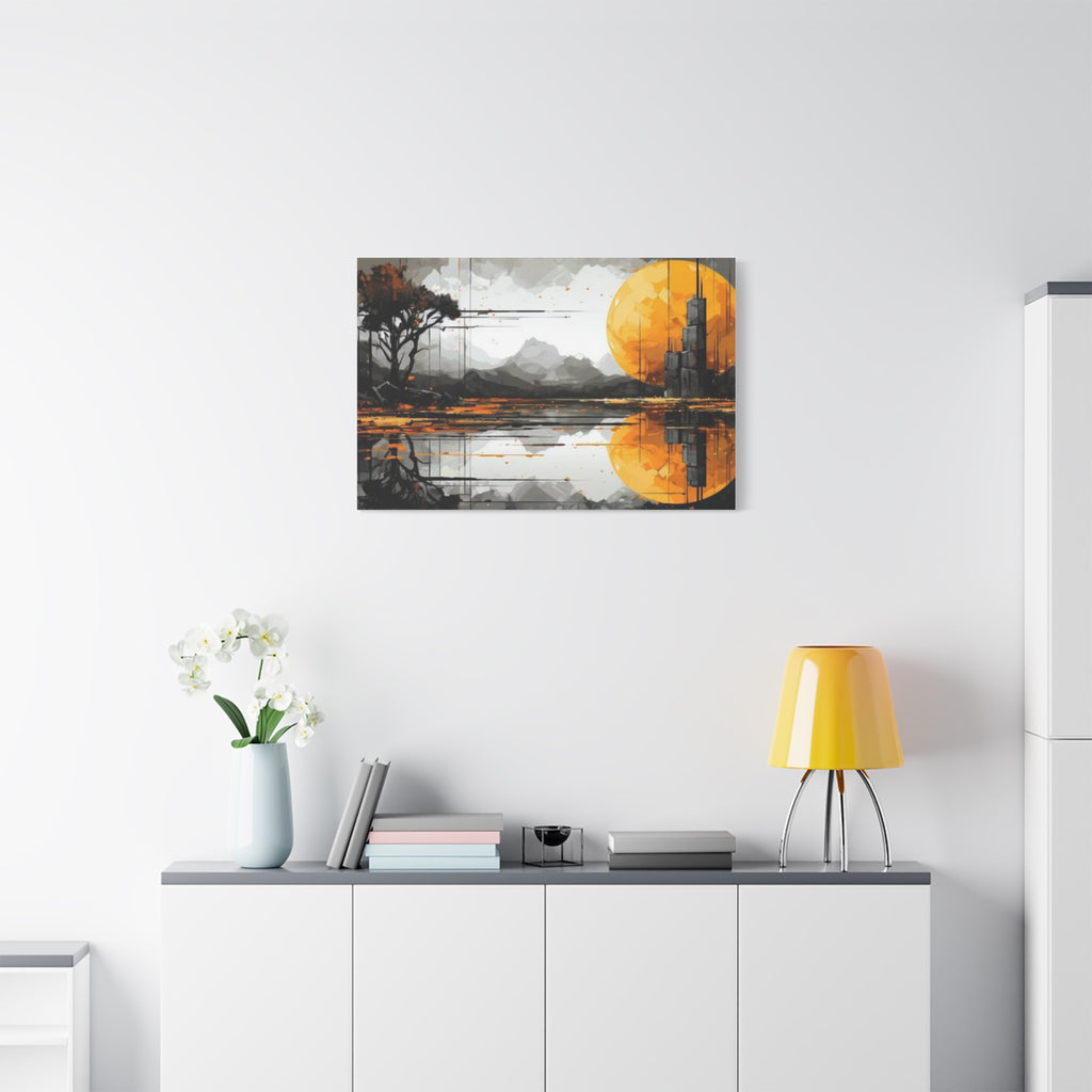Autumn Lake Moon Matte Canvas Print — Stretched 1.25"
